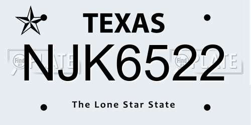 NJK6522 Texas License Plate