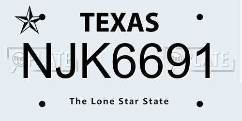 NJK6691 Texas License Plate