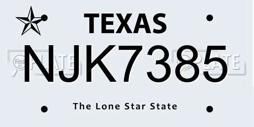 NJK7385 Texas License Plate