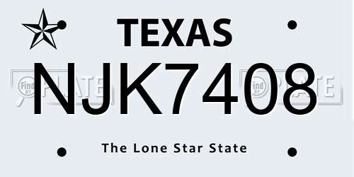 NJK7408 Texas License Plate