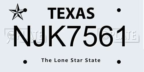 NJK7561 Texas License Plate