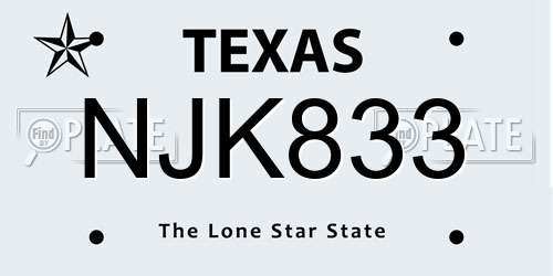 NJK833 Texas License Plate