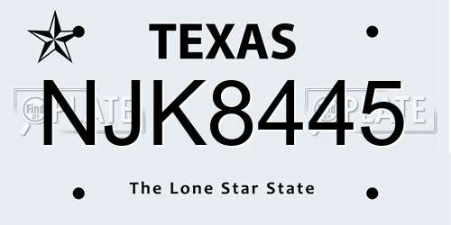 NJK8445 Texas License Plate