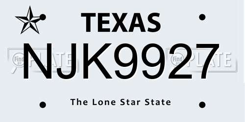 NJK9927 Texas License Plate