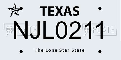 NJL0211 Texas License Plate