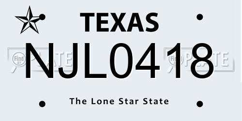 NJL0418 Texas License Plate