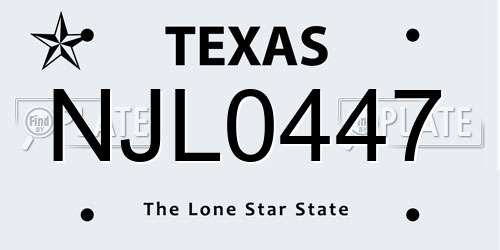 NJL0447 Texas License Plate
