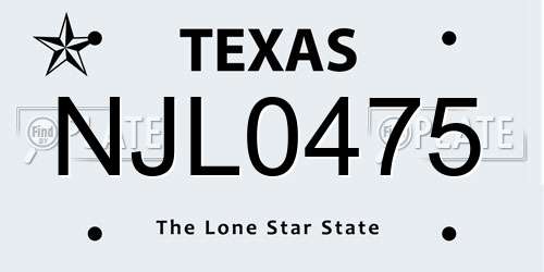 NJL0475 Texas License Plate
