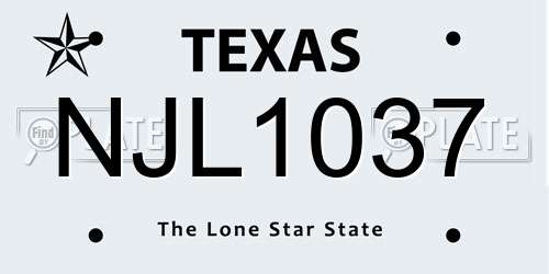 NJL1037 Texas License Plate