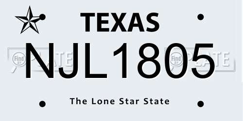 NJL1805 Texas License Plate
