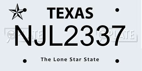 NJL2337 Texas License Plate