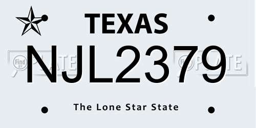 NJL2379 Texas License Plate