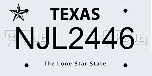 NJL2446 Texas License Plate