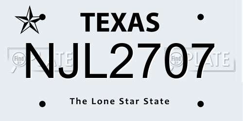 NJL2707 Texas License Plate