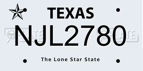 NJL2780 Texas License Plate