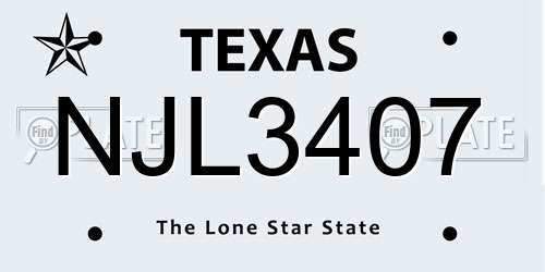 NJL3407 Texas License Plate