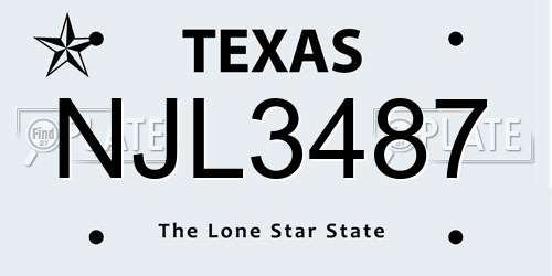 NJL3487 Texas License Plate