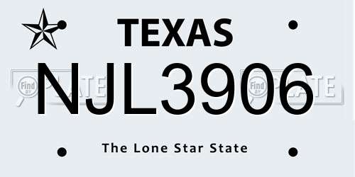 NJL3906 Texas License Plate
