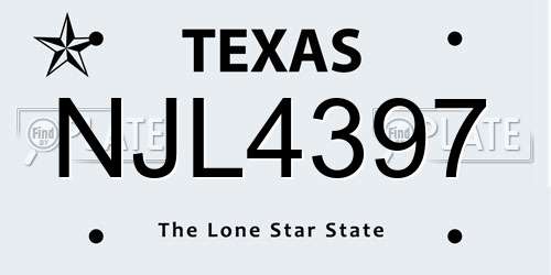 NJL4397 Texas License Plate