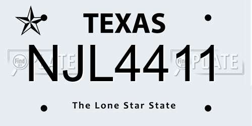 NJL4411 Texas License Plate