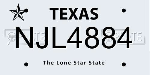 NJL4884 Texas License Plate