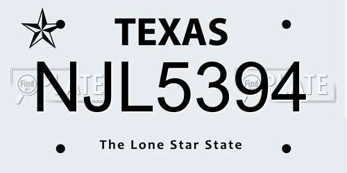 NJL5394 Texas License Plate