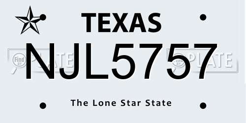 NJL5757 Texas License Plate