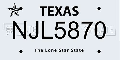 NJL5870 Texas License Plate