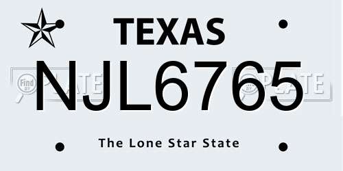 NJL6765 Texas License Plate