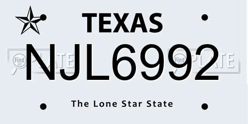 NJL6992 Texas License Plate