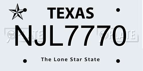 NJL7770 Texas License Plate