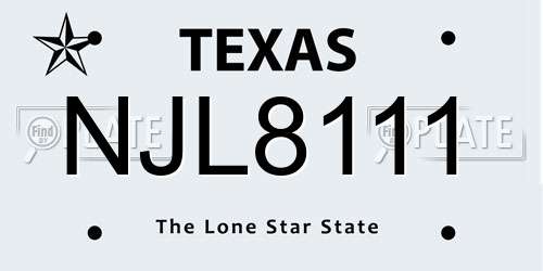 NJL8111 Texas License Plate