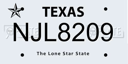 NJL8209 Texas License Plate