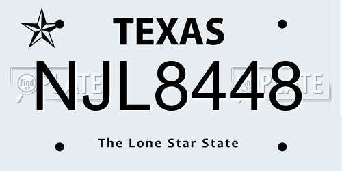 NJL8448 Texas License Plate