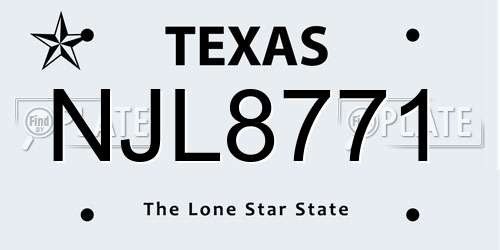 NJL8771 Texas License Plate