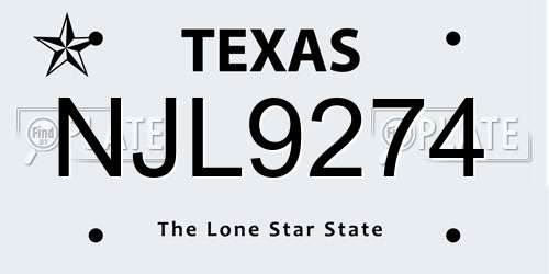 NJL9274 Texas License Plate
