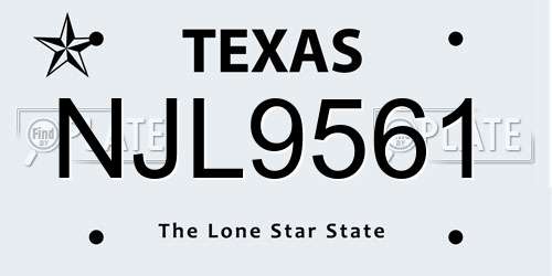 NJL9561 Texas License Plate