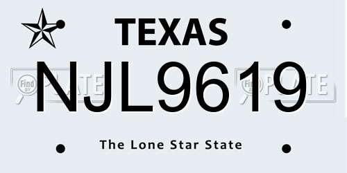 NJL9619 Texas License Plate