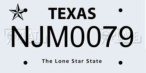 NJM0079 Texas License Plate