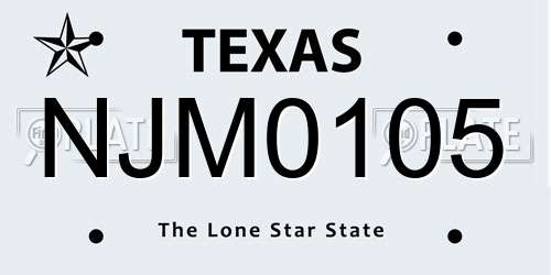 NJM0105 Texas License Plate