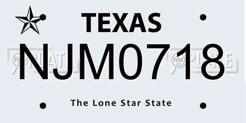 NJM0718 Texas License Plate