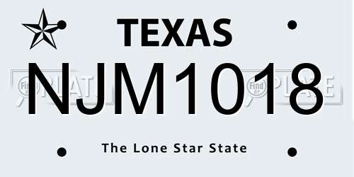 NJM1018 Texas License Plate