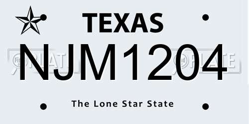NJM1204 Texas License Plate