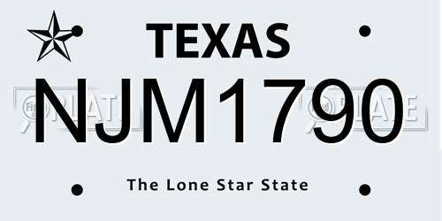 NJM1790 Texas License Plate