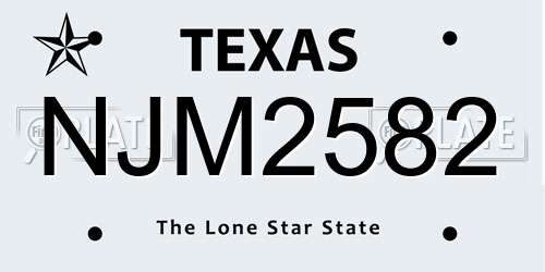 NJM2582 Texas License Plate