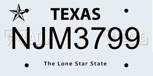 NJM3799 Texas License Plate