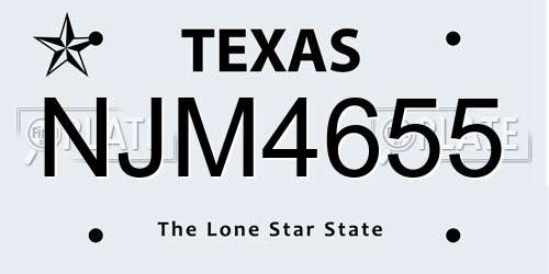 NJM4655 Texas License Plate