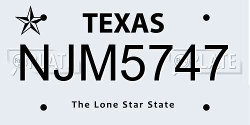 NJM5747 Texas License Plate
