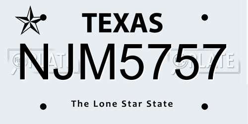 NJM5757 Texas License Plate