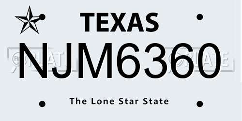NJM6360 Texas License Plate